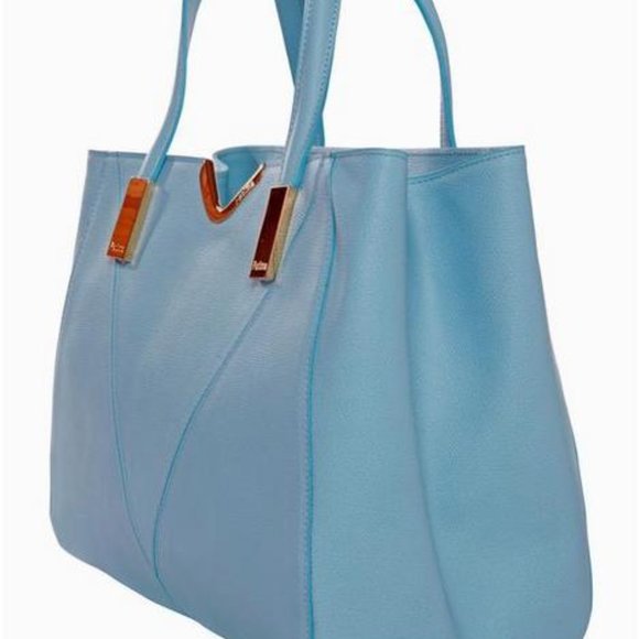 Tatou Light Blue Italian Leather Handmade Bag - Picture 3 of 7
